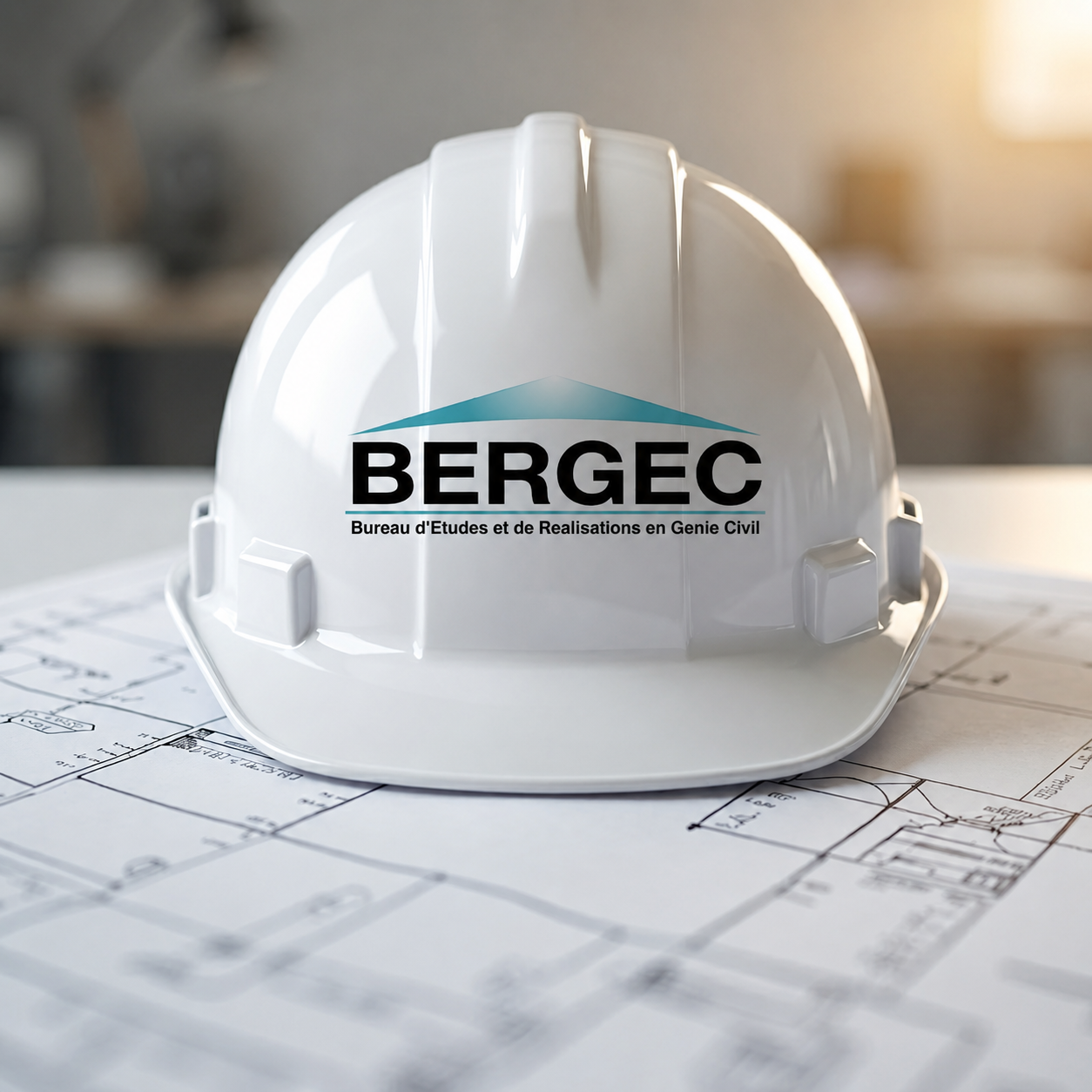 Casque de chantier et plans de calcul BERGEC